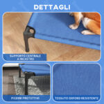 Cuccia Lettino per Cani Rialzato Pieghevole per Interno ed Esterno in Metallo e Tessuto Oxford, 76x61x18 cm, Blu - immagine 7