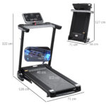 Tapis Roulant Elettrico Pieghevole 1-12km/h, Tapis Roulant Salvaspazio con 12 Programmi Preimpostati, Display LCD e Supporto per Tablet, per Camminata e Corsa, Compatto per Casa e Ufficio, Nero - immagine 3