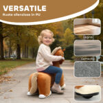 Cavallo Elettrico per Bambini con Pedali, Rotelle e Suoni, in Peluche e Metallo, 74x34x51 cm, Marrone - immagine 6