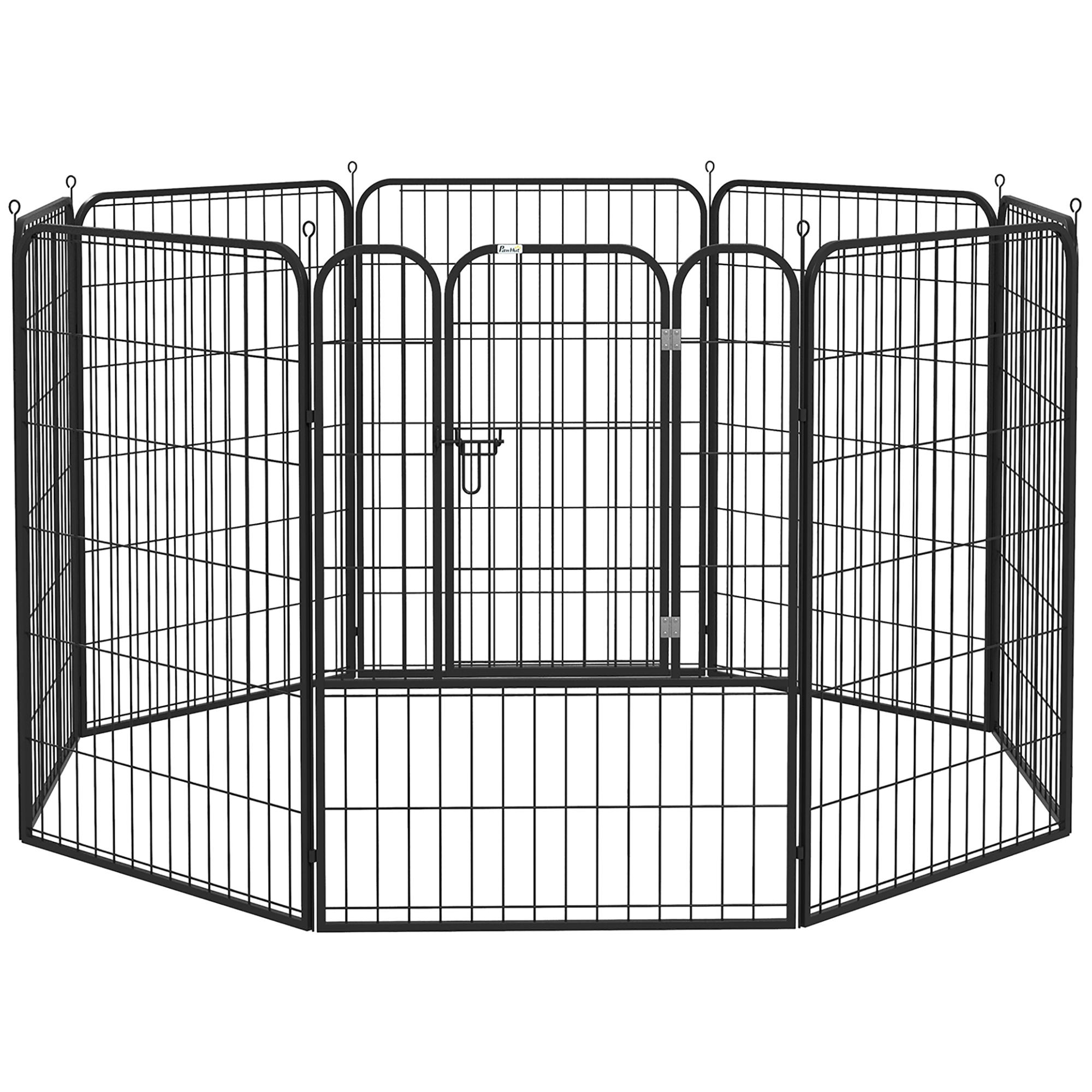qfRcf5194944112f7.jpg Recinto per Cani di Piccola Taglia a 8 Pannelli Modulabili da 80x1,5x1 cm, Box per Cani e Cuccioli Pieghevole con Porta in Acciaio con 8 Picchetti, Grigio - immagine 1