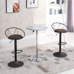 Set 2 Sgabelli da Bar Girevoli con Schienale e Poggiapiedi in Metallo, Altezza Regolabile e Seduta Imbottita per Soggiorno e Cucina , Marrone 51x46x78-1cm - immagine 2