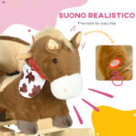 Cavallo a Dondolo per Bambini da 18-36 Mesi con Suoni Realistici, 60x33x50 cm, Marrone e color Legno - immagine 4