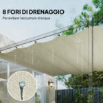 Telo Pergola per Esterni Anti UV in Poliestere Bianco Crema con 8 Fori di Drenaggio, 286x245 cm - immagine 6