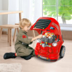 Officina Camion Giocattolo con Motore e 61 Accessori per Bambini 3-5 Anni, Ruote e Maniglia, 40x39x47cm, Rosso - immagine 2