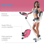 Cyclette Pieghevole da Fitness in Acciaio, Cyclette Magnetica Pieghevole da Casa con Altezza Regolabile, Resistenza Magnetica a 8 Livelli, Schermo LCD, 43x97x109cm, Rosa - immagine 8