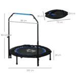Mini Trampolino Fitness Ø102 cm Pieghevole con Manubrio Regolabile in Altezza, Blu - immagine 3