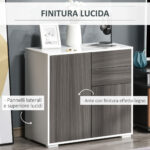Mobiletto 2 Cassetti e 2 Ante, Apertura a Pressione, Mobile con 2 Cassetti e 2 Ante per Casa e Ufficio, 79x36x74cm, Grigio Chiaro e Bianco - immagine 5