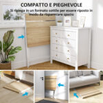 Scrivania Pieghevole con Ripiano per Monitor, 81,5x62x86,5 cm, Legno e Bianco - immagine 4
