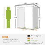 Casetta da Giardino Porta Attrezzi in Acciaio con Porta Bloccabile, 161x95x163/181cm, Verde - immagine 3