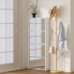 Scarpiera a Specchio a 4 Ante Antiribaltamento in Legno, 63x17x146 cm, Bianco - immagine 8