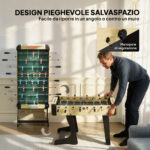 Calcio Balilla Pieghevole con Impugnature Antiscivolo, 2 Palline e Segnapunti, Verde e color Legno - immagine 4