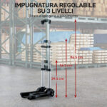 Carrello Portapacchi Pieghevole da 40 kg con 2 Cinghie, Maniglia Telescopica, Alluminio e Plastica, Nero - immagine 5