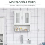 Mobiletto da Bagno a Muro Salvaspazio con Armadietto e Ripiano, 60x20x70 cm, Bianco - immagine 7