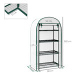 Serra da Giardino Verticale con 4 Ripiani in Metallo e Copertura in PE, 80x50x160 cm, Bianco - immagine 3