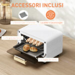 Fornetto Elettrico 12L con Timer e Temperatura Regolabile, in Acciaio e Plastica, 31,5x27,7x22,7 cm, Bianco e Oro - immagine 6