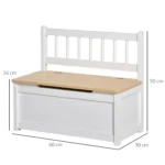 Cassapanca per Bambini 2 in 1 in Legno con Pistone per Chiusura Sicura, 60x30x50cm Bianco e Legno Naturale - immagine 7