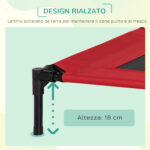 Cuccia Estiva Brandina per Cani fino a 18kg da Esterno e Interno Lettino per Animali 76x61x18 cm, Rosso - immagine 5
