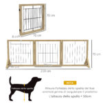Cancellino per Cani Pieghevole con 3 Pannelli e Piedini Triangolari, 210x70 cm, Legno Naturale - immagine 3