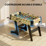 Calcio Balilla Pieghevole con Impugnature Antiscivolo, 2 Palline e Segnapunti, Verde e color Legno - immagine 8