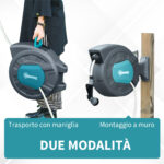 Avvolgitubo Automatico a Parete Girevole a 180°, Tubo Acqua da 15+1,4m e Pistola Multifunzione, Grigio - immagine 4