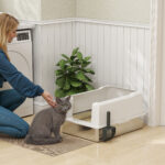 Lettiera per Gatti Impermeabile con Pareti Rialzate, Vassoio e Paletta, in ABS, 71x50,8x35,5 cm, Bianco - immagine 2