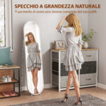 Specchio a Figura Intera da Terra con Supporto Pieghevole, Vetro e Metallo, 40x4x160 cm, Argento - immagine 4