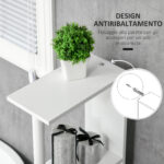 Colonna Bagno con 2 Ripiani e 2 Armadietti, Mobile Alto Salvaspazio 15,2x29,8x118 cm, Bianco e color Legno - immagine 5
