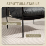 Poltrona da Salotto in Pelle PU e Telaio in Metallo con Cuscini Spessi, 74,5x75x77 cm, Grigio Carbone - immagine 5