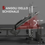 Panca da Palestra Regolabile con Supporto per Bilanciere, in Acciaio e PU, 210x110x103-123 cm, Nero - immagine 6