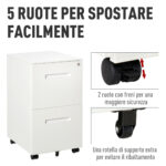 Cassettiera Ufficio con Ruote, Schedario Portadocumenti a 2 Cassetti con Serratura e 2 Chiavi in Acciaio, 39x48x67cm, Bianco - immagine 5