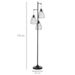 Lampada da Terra Vintage Industriale in Metallo Nero, Lampada a Piantana da Terra Moderna Ф35 x 170cm - immagine 9