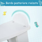 Cavallo a Dondolo Bambini da 1-3 Anni in Legno con Maniglie e Poggiapiedi, 68x26,5x48 cm, Bianco - immagine 7