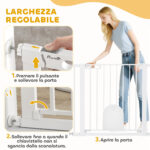 Cancellino per Cani Regolabile con Porta Piccola e Chiusura Automatica, 75-103x76cm, Bianco - immagine 4