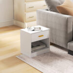 Set 2 Comodini Moderni in Legno con Cassetto e Ripiano Aperto, 39x28x41 cm, Bianco - immagine 9
