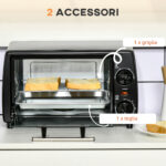 Fornetto Elettrico 10L da 750W con Temperatura Regolabile e Timer, 36,5x26x22 cm, Nero - immagine 6