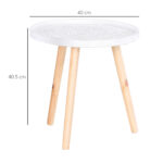 Tavolino da Salotto Rotondo con Bordo Rialzato in Legno, Φ40x40,5cm - Bianco e Oro - immagine 3