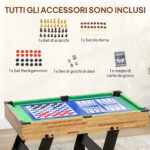 Tavolo da Gioco 13 in 1 Pieghevole con Calciobalilla, Ping Pong, Hockey, Biliardo, Scacchi e Altri, Noce - immagine 8