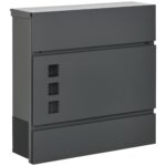 Cassetta Postale in Acciaio Zincato con 3 Fessure e 2 Chiavi di Sicurezza, 37x10,5x37 cm, Grigio
