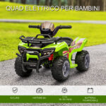Quad Elettrico per Bambini 18-36 Mesi con Batteria Ricaricabile 6V e Fari, in Metallo e PP, 66x44x42 cm, Verde - immagine 6