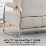 Divano 2 Posti Moderno Rivestito in Ciniglia Beige, in Acciaio, Spugna e Pannello Multistrato, 120x73x76 cm - immagine 6
