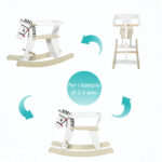 Cavallo a Dondolo Classico in Legno per Bambini 1-3 Anni con Bordo, Maniglie e Poggiapiedi, 68x26,5x48cm, Bianco - immagine 4
