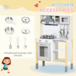Cucina Giocattolo per Bambini con Altezza Regolabile, Suoni, Luci e Utensili, in MDF e PP, 60x30,5x93,2 cm - immagine 8