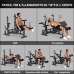 Panca da Palestra Regolabile con Supporto per Bilanciere, in Acciaio e PU, 210x110x103-123 cm, Nero - immagine 4