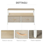 Mobile Porta TV da 47" con Cassetti Pieghevoli in Tessuto e Mensola in Metallo e MDF, 98x29x56cm, Colore Legno - immagine 6