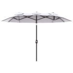 Ombrellone da Giardino Doppio Inclinabile con Apertura a Manovella, 295x152x222cm, Bianco