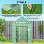 Serra da Giardino con 2 Mensole a 3 Livelli e Ingresso a Zip, in Acciaio e PE, 142x73x195 cm, Verde - immagine 6