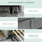 Letto Divano 3 Posti con Lettino Estraibile Convertibile in Letto Matrimoniale,205x186x75 cm, Grigio Chiaro - immagine 5