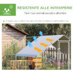 Pollaio da Giardino con Telaio Zincato, Copertura Impermeabile e Rete Esagonale, 3x4x2 m, Argento - immagine 4