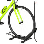 Rastrelliera per Bici Regolabile con Tubo di Supporto, in Acciaio e Plastica, 75x41x71-81 cm, Nero