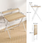Scrivania Pieghevole con Ripiano per Monitor, 81,5x62x86,5 cm, Legno e Bianco - immagine 3